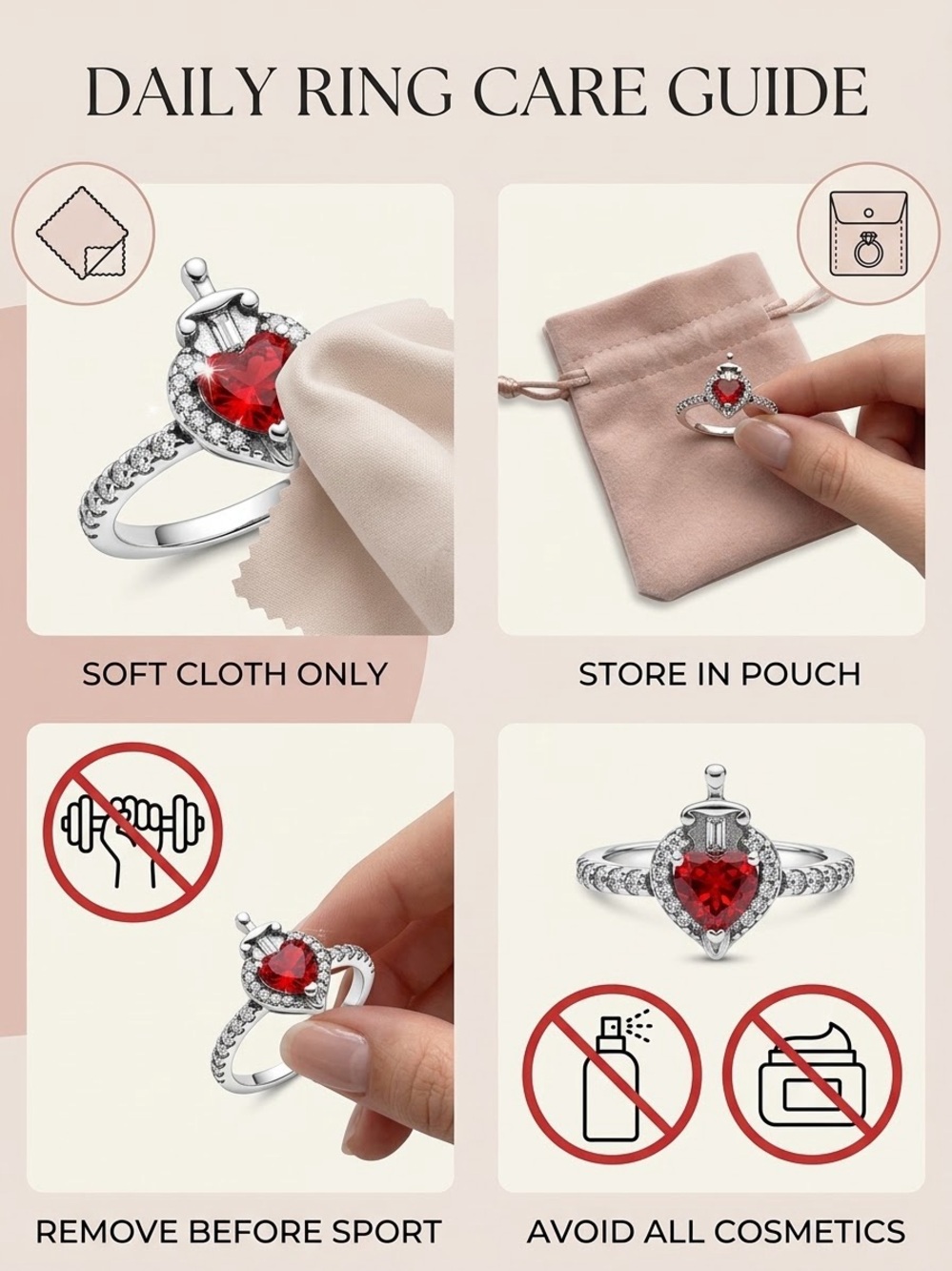 Pandora Disney Evil Queen Dagger Heart Ring S925 Silver Size 7 / 54 - Picture 11 of 12